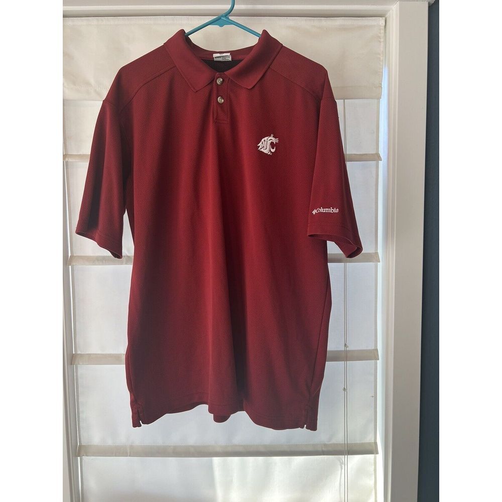 NEW‎ Columbia Golf Polo Mens XL Washington State Cougars Short Sleeve Crimson